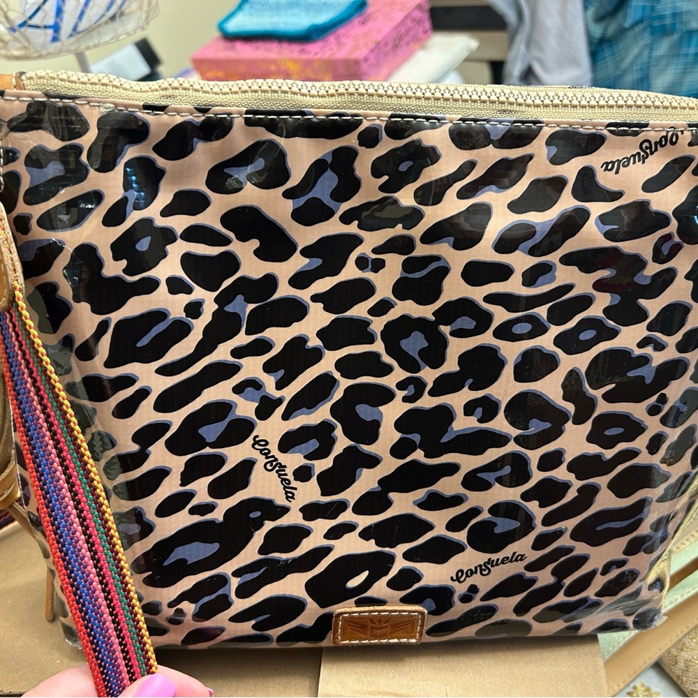 Consuela Leopard Print Women's Bag - Black and Tan